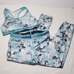 Under Armour Teal and Black Athletic Set Sports Bra Leggings XS